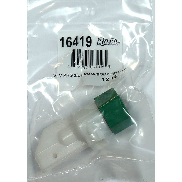 Ritchie valve package 3/4 green with body female part 16419