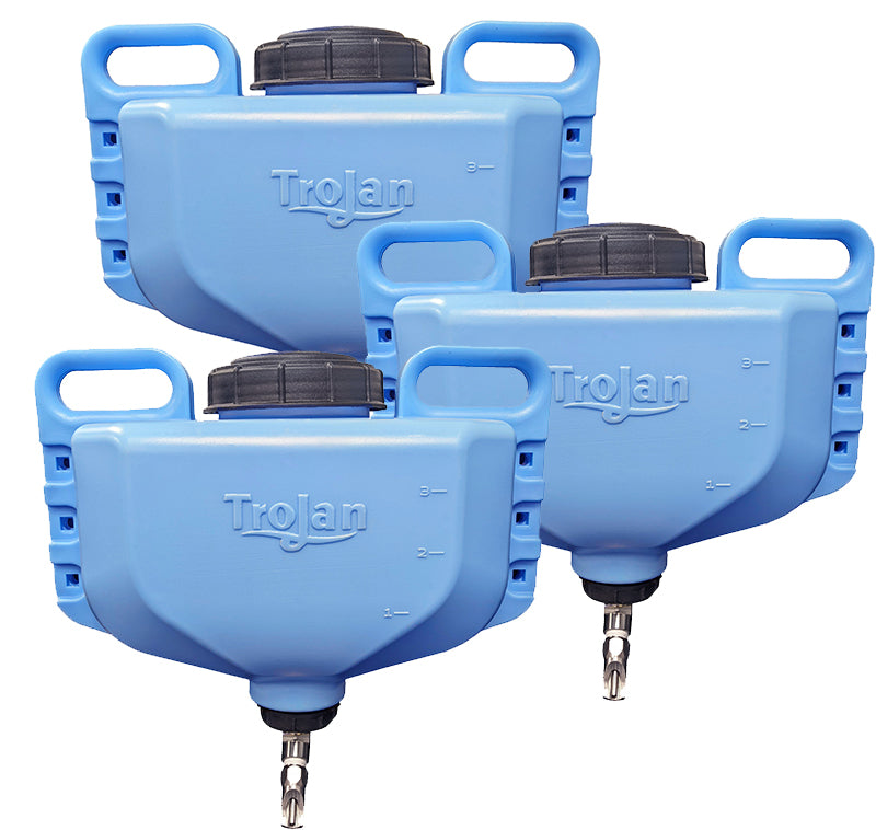 Trojan 3 pack of the 4 gallon pen waterers with handles