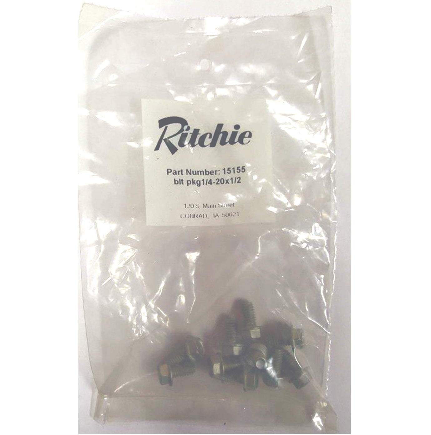 ritchie bolt packge 1/4 - 20 x 1/2 part 15155